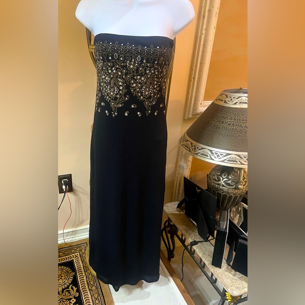 Zara Vintage Maxi Straight strapless Black Bodycon Dress M